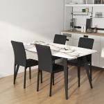 Conjunto de 4 Cadeiras de Sala de Jantar Estofadas com Pés de Metal Cadeiras Modernas 41x50x91 cm Preto