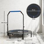 Trampolim Fitness Ø122 Trampolim Dobrável com Pega Ajustável em 4 Níveis Estrutura de Aço Azul