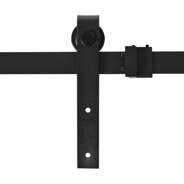 Ferragens Portas de Correr 200 cm Kit para Porta de Correr Dupla Largura 50 cm Aço Carbono Preto