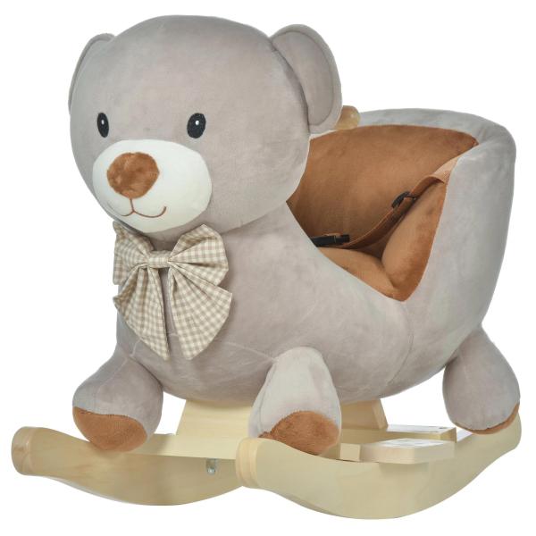 Cavalo de balanço com forma de urso para bebê acima de 18 meses com som 60x33x50