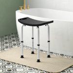 Banco de Duche com Altura Ajustável em 8 Posições com Base de Borracha Antiderrapante 50x36x39,5 - 56,5 cm Preto