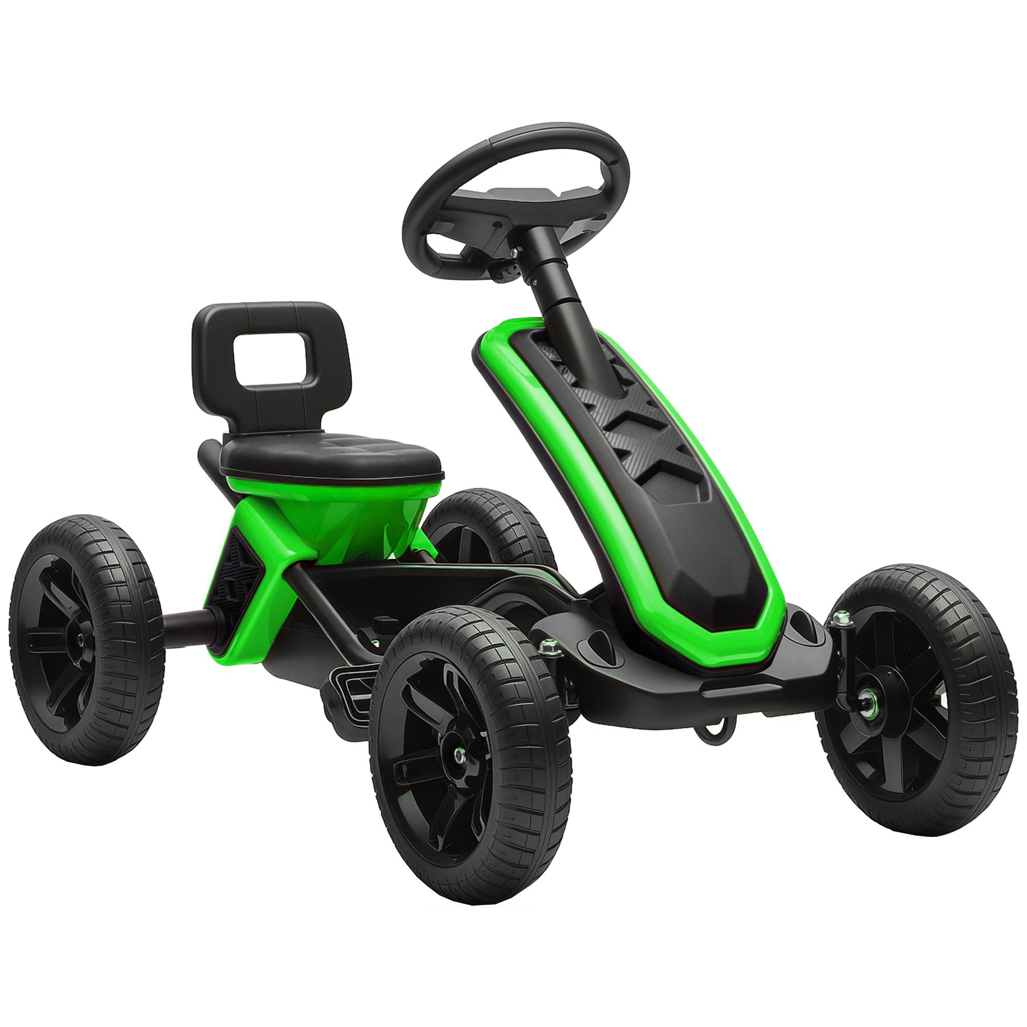 Kart Pedais Kart com Rodas Antiderrapantes de EVA Estrutura Metálica Carga 30 kg para Crianças de 2 - 5 Anos 85,5x49x57 cm Verde