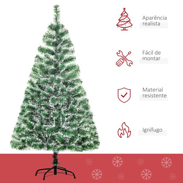 Árvore de Natal Artificial 150cm com 416 Ramos e Suporte de Metal Decoração Interior Sala de Estar Festas Ø75x150cm Verde