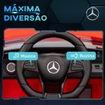 Carro Elétrico para Crianças Carro Mercedes - Benz AMG GTR com Bateria 12V Faróis Buzina e Música 108x67x46 cm Vermelho