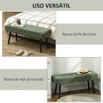 Banco de Pé de Cama em Bombazina com Assento Acolchoado, Design Capitoné e Pernas de Aço para Quarto Branco Verde