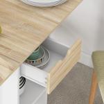 Mesa de Cozinha Dobrável com Rodas Laterais Rebatíveis Gaveta e Prateleiras para 2 - 4 Pessoas 120x72x75 cm Madeira Branco