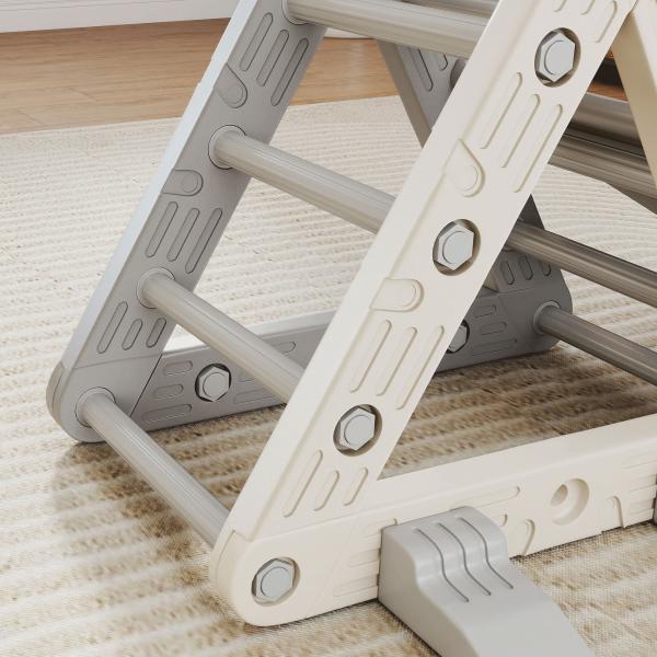 Triângulo de Escalada para Crianças de 18 - 48 Meses com Escorrega e Rampa 130x80x69 cm Cinza e Branco