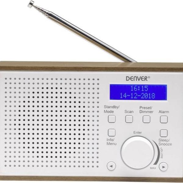 Rádio Portátil DAB - 46 2W c/ Visor (Branco) - DENVER