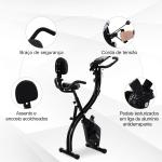 Bicicleta ergométrica dobrável ajustável em altura e resistência com tela LCD e assento com encosto 51x97x115 cm Preto