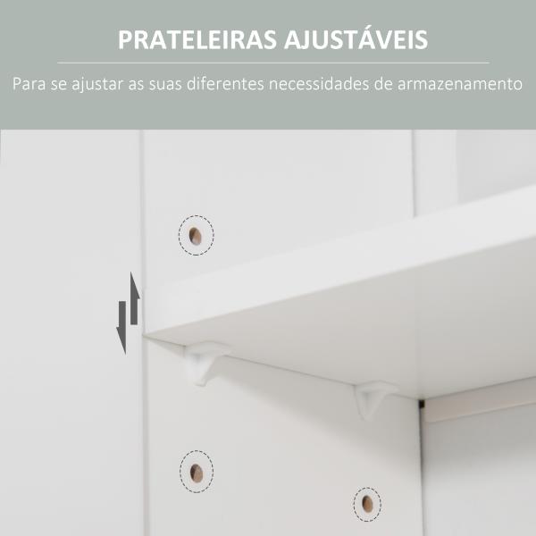 Armário Casa de Banho com Espelho Móvel Suspenso de Casa de Banho com 2 Portas e 2 Prateleiras Interiores Ajustáveis 54x15,2x55,3cm Branco