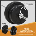 Conjunto de Barras de Pesos com 14 Discos de Pesos Intercambiáveis até 55kg Conjunto de Pesos e Barras Ajustáveis para Culturismo Treinamento Fitness em Casa Academia Preto