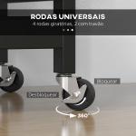 Carrinho de Cozinha com Rodas com 3 Gavetas 2 Prateleiras Abertas e Bandeja 67x37x85,5 cm Preto