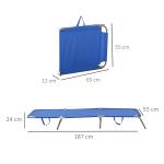 Espreguiçadeira Dobrável Espreguiçadeira de Jardim com Encosto Ajustável em 5 Posições para Terraço 187x55x24 cm Azul
