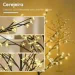 Árvore Cerejeira com 150 Luzes LED IP44 Branco Quente Árvore Decorativa com Ramos Flexíveis para Interior 17x17x150cm Preto