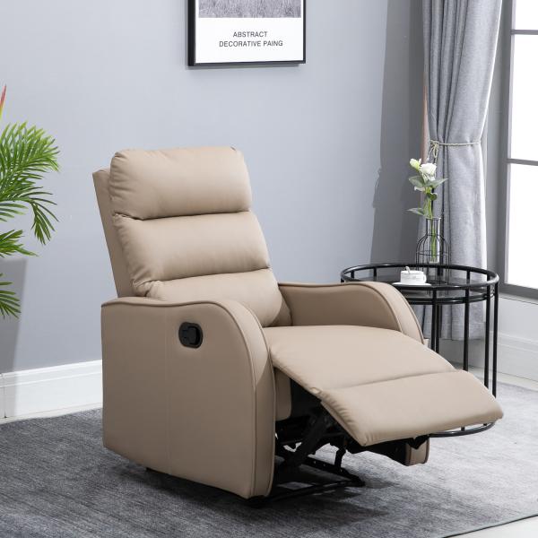 Poltrona Relax com reclinação manual até 160 ° com apoio para os pés retrátil Esponja de densidade estofada em PU 65x89x100cm
