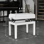 Banco de Piano com Espaço de Armazenamento e Altura Ajustável Carga 200 kg 54,5x33x48 - 58 cm Branco