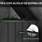 Baú de Armazenamento Exterior em Aço com 4 Rodas 2 Pegas e Tampa com Ranhura para Cadeado 125,5x61,5x70 cm Cinzento Escuro