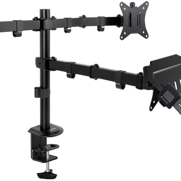 Suporte de Mesa p/ 2 Ecrãs 17~32 e Computador Portátil (Preto) - TOOQ