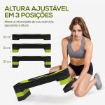 Step para Exercício Aeróbico Plataforma Step com Altura Ajustável em 3 Níveis 80x31x10 - 20 cm Verde e Preto