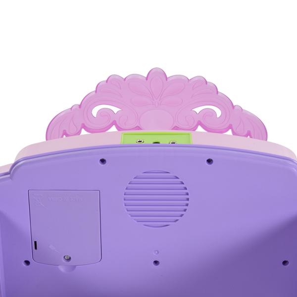 Piano Eléctrico Infantil 32 Teclas Piano Infantil com Microfone Banquinho Luzes Ritmos Sons MP3 Karaoke Rosa