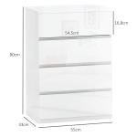 Cómoda com 4 Gavetas de Madeira Cómoda de Dormitório Cómoda Branca Estilo Moderno 55x33x80 cm Branco Brilhante