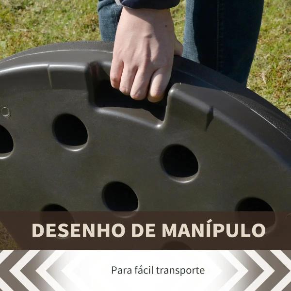 Base para Chapéu de Sol em 4 Partes Recarregável com Areia ou Água Desmontável para Jardim Pátio Ar Livre 100x100x10,5cm Marrom
