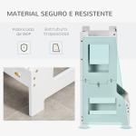 Torre de Aprendizagem para Crianças de Madeira Convertível em Secretária com Ardósia e Barra de Segurança 42x44x86 cm Cinza
