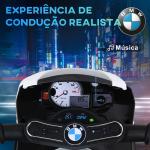 Mota BMW Infantil 6V Elétrica para Crianças 18 - 36 Meses com Faróis Música 2,5km/h Preto 66x37x44 cm