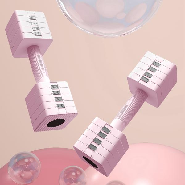 Halteres Ajustáveis 5 kg Conjunto de Halteres com Pega Antiderrapante Conjunto de Halteres para Treino Rosa