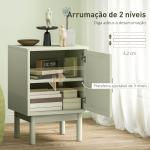 Mesa de Cabeceira com Porta de Vime Prateleira Ajustável e Pés de Madeira Estilo Boémio Mesa Auxiliar 40x35x58 cm Verde