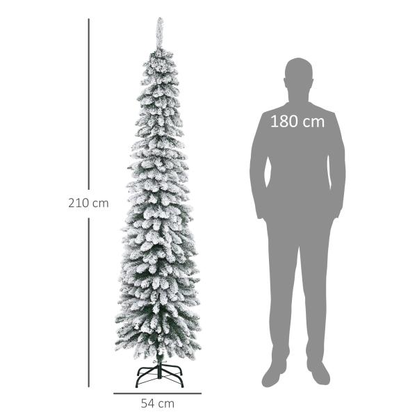 Árvore de Natal Artificial 210cm com Neve Ignífugo com 490 Ramos Verde