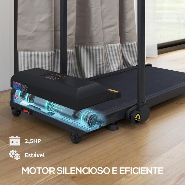 Passadeira 2 em 1 Passadeira com Guiador Dobrável 2,5 HP Velocidade Ajustável Máximo 10 km/h Passadeira Elétrica 130x59x96 cm Preto