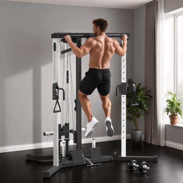 Máquina Multi Estação Musculação para Treino de Ombros Braços Carga 120 kg para Fitness Ginásio em Casa 170x139x200 cm Preto