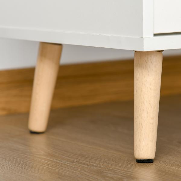 Aparador de Cozinha Armário de Armazenamento com 12 suportes para Garrafas e 3 Estantes Portas de vidro 100x33x80cm Branco