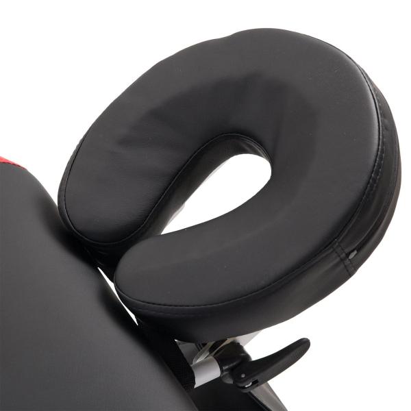Marquesa de Massagem Dobrável e Portátil com Altura Ajustável e Apoio para a Cabeça 210x81x62 - 85 cm Vermelho e Preto