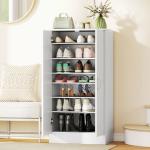 Sapateira de 2 Portas Sapateira para Entrada com 6 Prateleiras Ajustáveis para 14 Pares de Sapatos 55x35x108 cm Branco