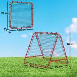 Rede de Rebote Dobrável para Treino Desportivo Ajustável em 5 Níveis de Ângulo com Tubo de Aço 100x95x90 cm Vermelho