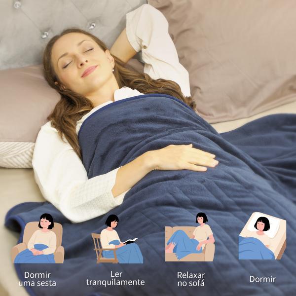 Manta Elétrica Grande Manta Térmica Sofá de Coralina com 10 Níveis de Temperatura e Temporizador 180x130 cm Azul