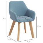 Conjunto de 2 Cadeiras de Sala de Jantar Modernas Estofadas em Veludo 54x57x80 cm Azul Claro