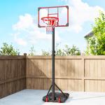 Tabela de Basquetebol com Altura Ajustável 178 - 208 cm Rodas Base Recarregável para Exterior 75x56x210 - 240 cm Vermelho e Preto