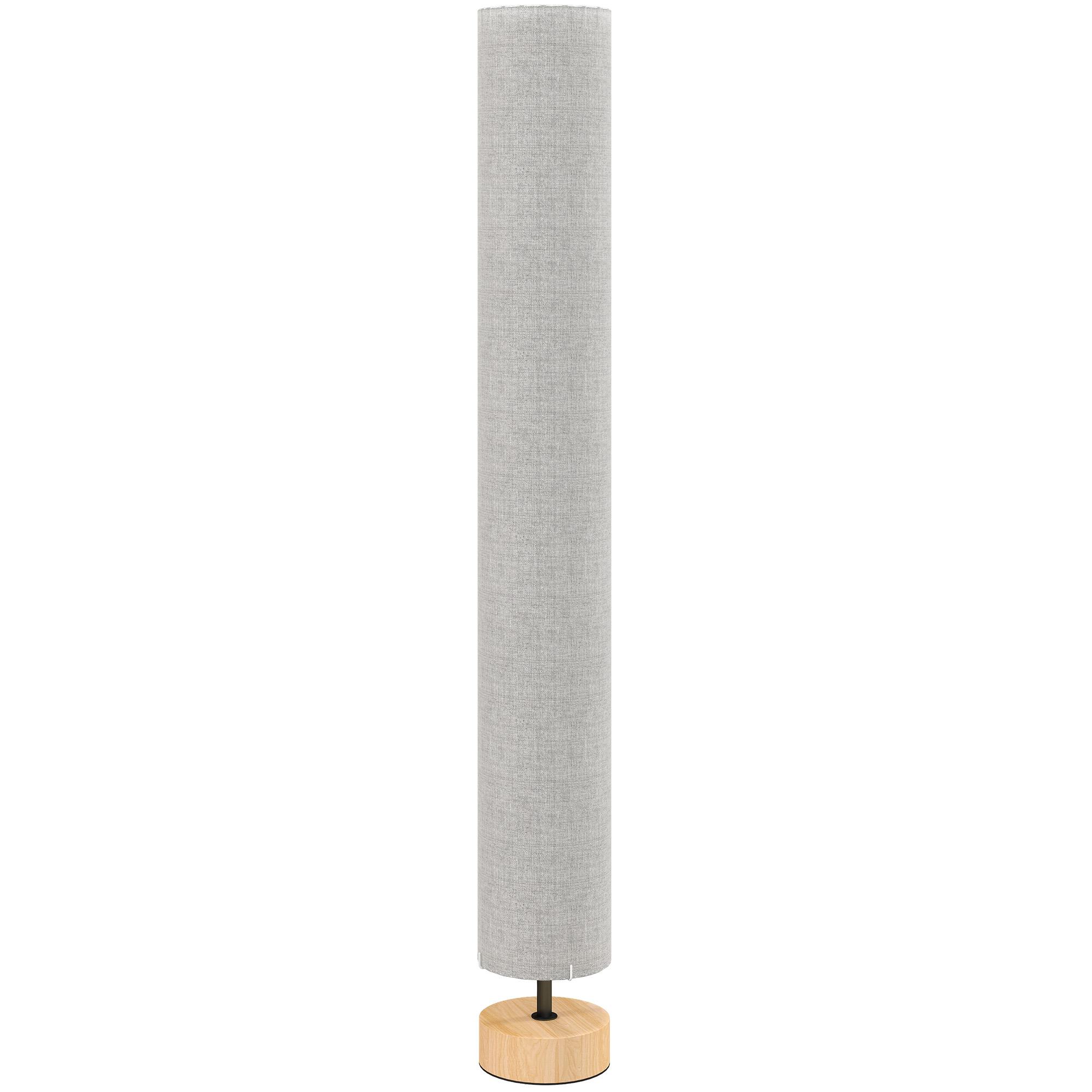 Candeeiro de Pé para Sala com Casquilho E27 Máx. 40 W, Abat - Jour em Linho e Estrutura Metálica, 15x15x120 cm, Cinzento
