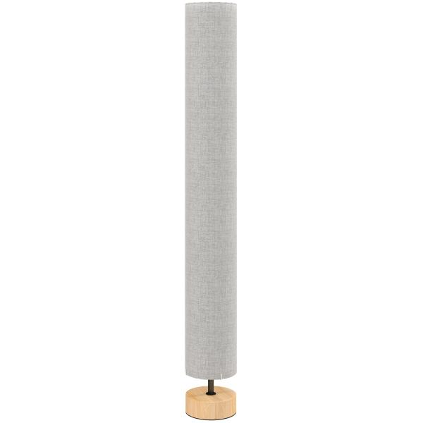 Candeeiro de Pé para Sala com Casquilho E27 Máx. 40 W, Abat - Jour em Linho e Estrutura Metálica, 15x15x120 cm, Cinzento