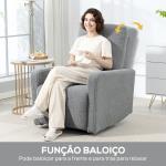 Poltrona Relax Reclinável Manual Poltrona Relax de Borreguito com Função de Baloiço 360° Reclinável até 135º 76x94x100 cm Cinza