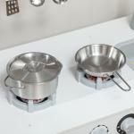 Cozinha de Madeira para Crianças com Fogão Lavatório Micro - Ondas Relógio Máquina de Gelo e Acessórios 100,5x41x110 cm Brancp