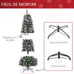 Árvore de Natal Artificial 180cm Ignífugo com 539 Ramos 51 Bagas Folhas de PVC Base Dobrável e Suporte Metálico Verde