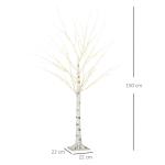 Árvore de Bétula com 96 Luzes LED IP44 Branco Quente Ramos Flexíveis Árvore de Decoração 22x22x150cm Branco