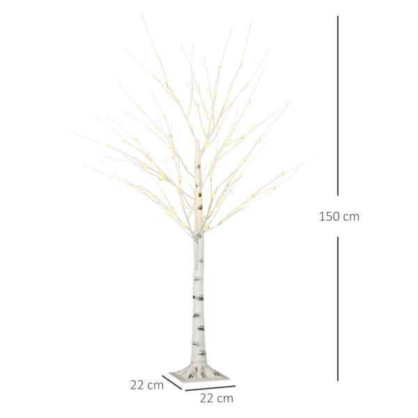Árvore de Bétula com 96 Luzes LED IP44 Branco Quente Ramos Flexíveis Árvore de Decoração 22x22x150cm Branco