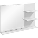 Espelho de Casa de Banho de Parede com 2 Prateleiras Laterais e Prateleira Inferior 75x10x48 cm Branco