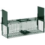 Armadilha para Animais Vivos 60x18x20 cm com 2 Portas, Pega e Estrutura em Aço para Ratos e Roedores - Verde