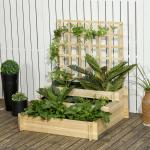 Floreira de 3 Níveis com Treliça Hortal Vertical com Tecido não Tecido para Cultivos de Verduras Flores 95x95x110 cm Madeira